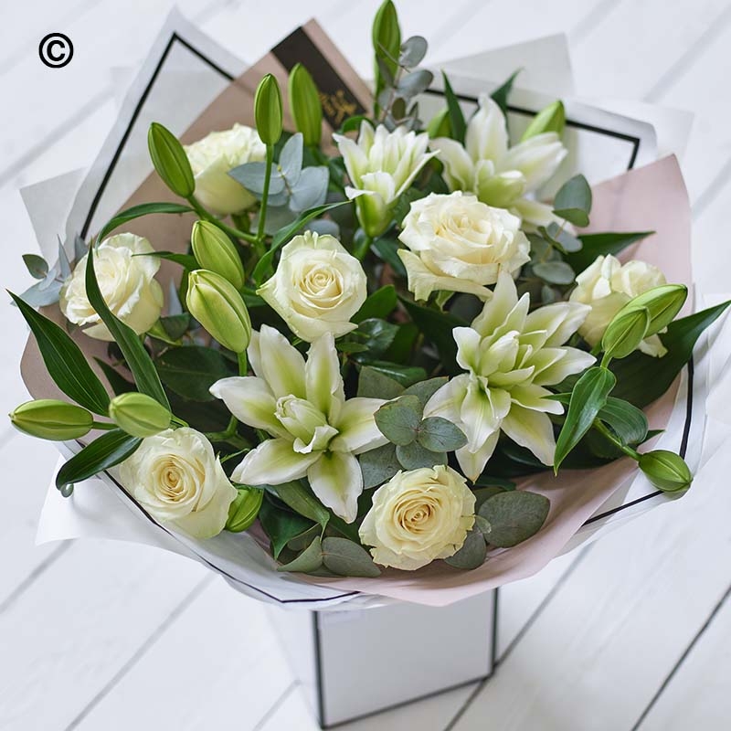 Beautifully Simple Luxury White Rose & Lily Tie